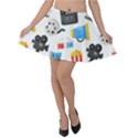 Cinema Icons Pattern Seamless Signs Symbols Collection Icon Velvet Skater Skirt View1