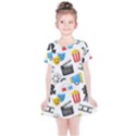 Cinema Icons Pattern Seamless Signs Symbols Collection Icon Kids  Simple Cotton Dress View1