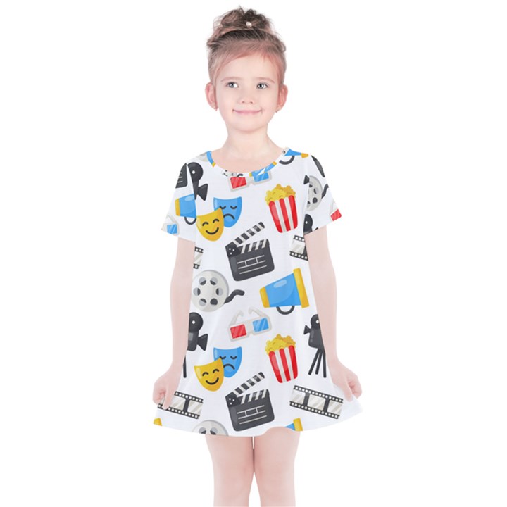 Cinema Icons Pattern Seamless Signs Symbols Collection Icon Kids  Simple Cotton Dress