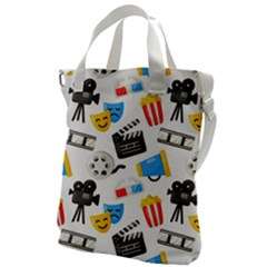 Cinema Icons Pattern Seamless Signs Symbols Collection Icon Canvas Messenger Bag by Simbadda