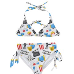 Cinema Icons Pattern Seamless Signs Symbols Collection Icon Kids  Classic Bikini Set by Simbadda