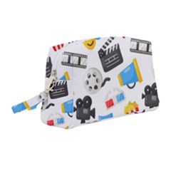 Cinema Icons Pattern Seamless Signs Symbols Collection Icon Wristlet Pouch Bag (medium) by Simbadda