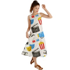 Cinema Icons Pattern Seamless Signs Symbols Collection Icon Summer Maxi Dress by Simbadda