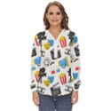 Cinema Icons Pattern Seamless Signs Symbols Collection Icon Zip Up Long Sleeve Blouse View1