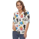 Cinema Icons Pattern Seamless Signs Symbols Collection Icon Zip Up Long Sleeve Blouse View2