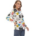 Cinema Icons Pattern Seamless Signs Symbols Collection Icon Zip Up Long Sleeve Blouse View3