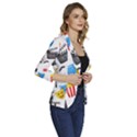 Cinema Icons Pattern Seamless Signs Symbols Collection Icon Women s One-Button 3/4 Sleeve Short Jacket View3