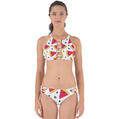 Cute Smiling Watermelon Seamless Pattern White Background Perfectly Cut Out Bikini Set by Simbadda