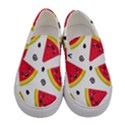 Cute Smiling Watermelon Seamless Pattern White Background Women s Canvas Slip Ons View1