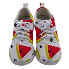 Cute Smiling Watermelon Seamless Pattern White Background Women Athletic Shoes by Simbadda