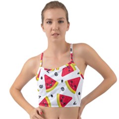 Cute Smiling Watermelon Seamless Pattern White Background Mini Tank Bikini Top by Simbadda