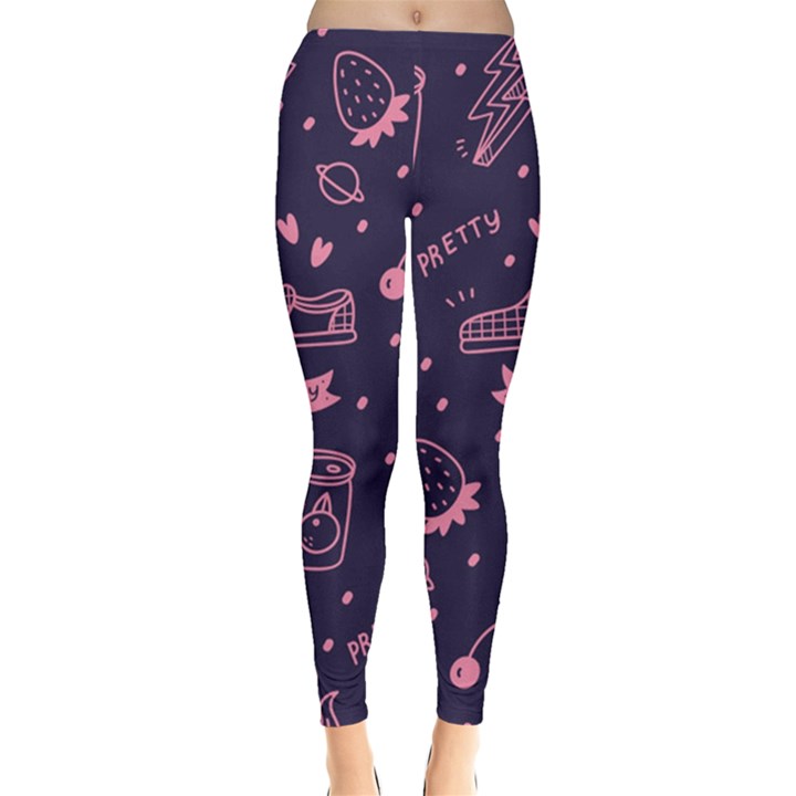 Various Cute Girly Stuff Seamless Pattern Everyday Leggings 