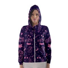 Various Cute Girly Stuff Seamless Pattern Women s Hooded Windbreaker by Simbadda