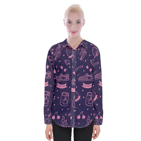 Various Cute Girly Stuff Seamless Pattern Womens Long Sleeve Shirt by Simbadda