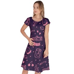 Various Cute Girly Stuff Seamless Pattern Classic Short Sleeve Dress by Simbadda