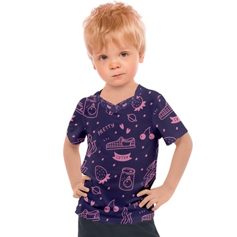 Various Cute Girly Stuff Seamless Pattern Kids  Sports Tee by Simbadda