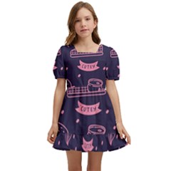 Various Cute Girly Stuff Seamless Pattern Kids  Short Sleeve Dolly Dress by Simbadda