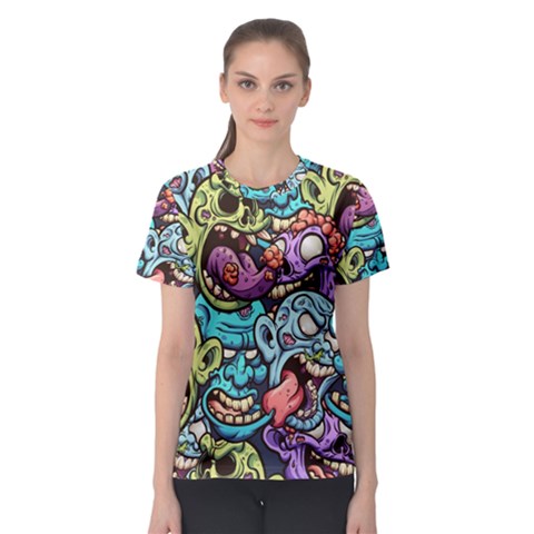 Zombie Heads Pattern Women s Sport Mesh Tee by Simbadda