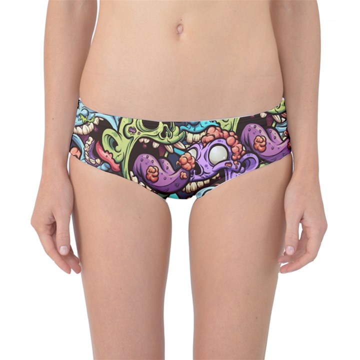 Zombie Heads Pattern Classic Bikini Bottoms