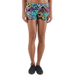 Zombie Heads Pattern Yoga Shorts by Simbadda