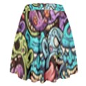 Zombie Heads Pattern High Waist Skirt View2