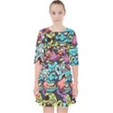 Zombie Heads Pattern Quarter Sleeve Pocket Dress View1