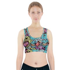 Zombie Heads Pattern Sports Bra With Pocket by Simbadda