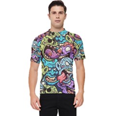 Zombie Heads Pattern Men s Short Sleeve Rash Guard by Simbadda