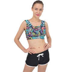 Zombie Heads Pattern V-back Sports Bra by Simbadda