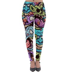 Zombie Heads Pattern Lightweight Velour Leggings by Simbadda