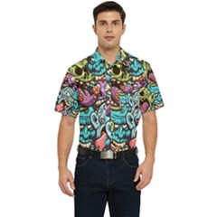 Zombie Heads Pattern Men s Short Sleeve Pocket Shirt  by Simbadda