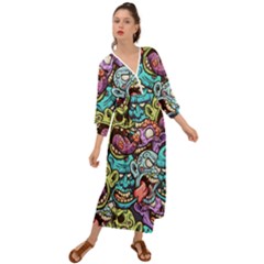 Zombie Heads Pattern Grecian Style  Maxi Dress by Simbadda