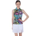 Zombie Heads Pattern Women s Sleeveless Polo Tee View1