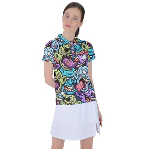 Zombie Heads Pattern Women s Polo Tee by Simbadda