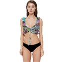 Zombie Heads Pattern Low Cut Ruffle Edge Bikini Top View1