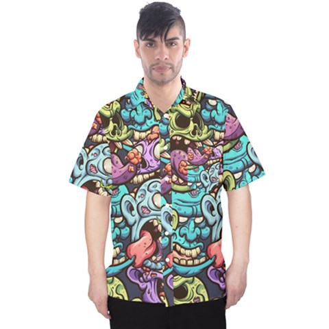 Zombie Heads Pattern Men s Hawaii Shirt by Simbadda