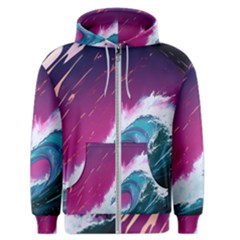 Tsunami Waves Ocean Sea Nautical Nature Water Unique Men s Zipper Hoodie by Simbadda