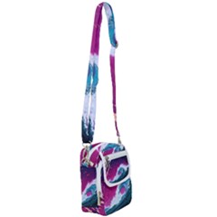 Tsunami Waves Ocean Sea Nautical Nature Water Unique Shoulder Strap Belt Bag by Simbadda