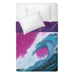 Tsunami Waves Ocean Sea Nautical Nature Water Unique Duvet Cover Double Side (single Size) by Simbadda