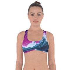 Tsunami Waves Ocean Sea Nautical Nature Water Unique Got No Strings Sports Bra by Simbadda