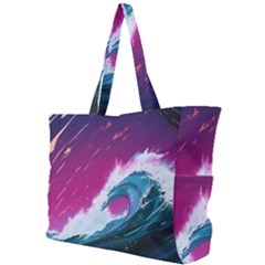 Tsunami Waves Ocean Sea Nautical Nature Water Unique Simple Shoulder Bag by Simbadda