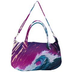 Tsunami Waves Ocean Sea Nautical Nature Water Unique Removable Strap Handbag by Simbadda