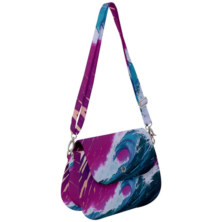 Tsunami Waves Ocean Sea Nautical Nature Water Unique Saddle Handbag