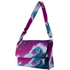 Tsunami Waves Ocean Sea Nautical Nature Water Unique Full Print Messenger Bag (l) by Simbadda