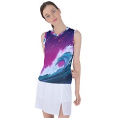 Tsunami Waves Ocean Sea Nautical Nature Water Unique Women s Sleeveless Sports Top by Simbadda