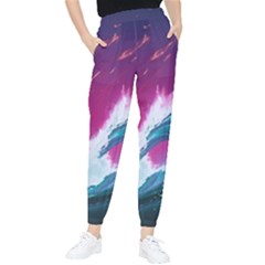 Tsunami Waves Ocean Sea Nautical Nature Water Unique Women s Tapered Pants by Simbadda