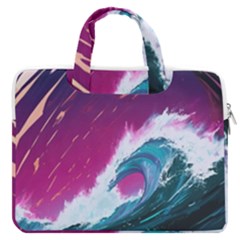 Tsunami Waves Ocean Sea Nautical Nature Water Unique Macbook Pro 13  Double Pocket Laptop Bag by Simbadda