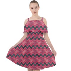 Background Pattern Structure Cut Out Shoulders Chiffon Dress by Simbadda