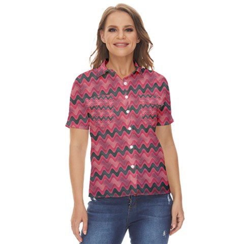 Background Pattern Structure Women s Short Sleeve Double Pocket Shirt by Simbadda