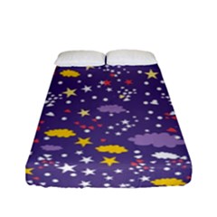 Pattern Cute Clouds Stars Fitted Sheet (full/ Double Size) by Simbadda